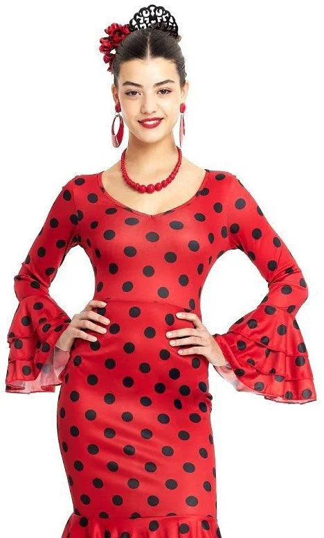 Disfraz de Sevillana Rojo con Lunares Negros para Mujer Sevillanas Partilandia